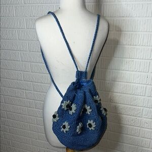 Vintage Blue and White Floral Backpack